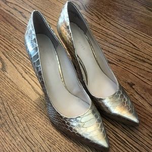 Nine West Gold Metallic Snake Print High Heels